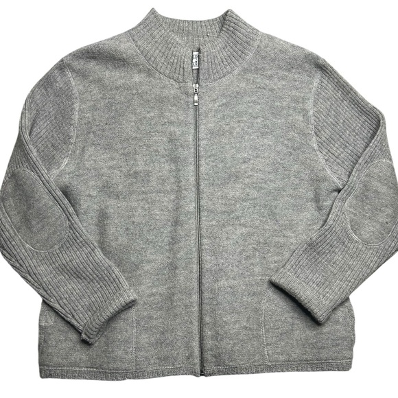 Field Gear Men’s Wool Sweater Jacket XL Gray Full Zip Elbow Patches Australia - Picture 1 of 4